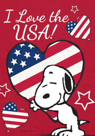 I Love the USA Snoopy House Flag