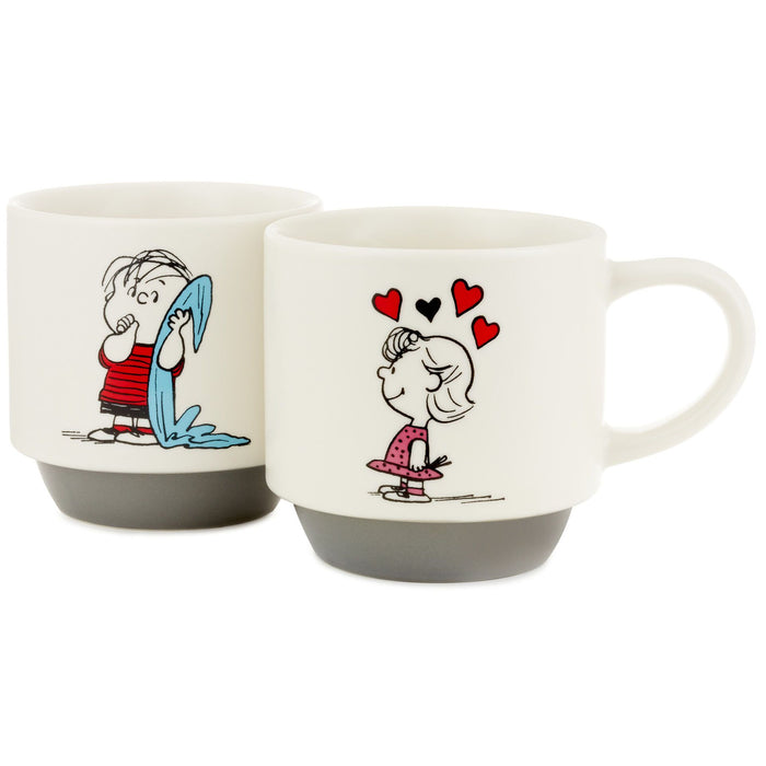 Linus and Sally Roses Are Red Stacking Mugs