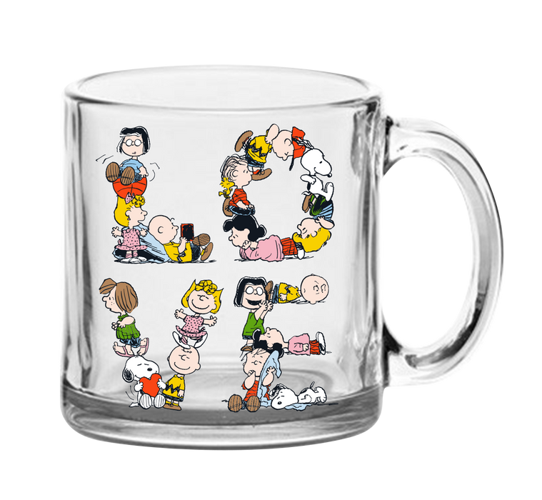 Peanuts New Formations Love 17.5 oz. Glass Coffee Mug.