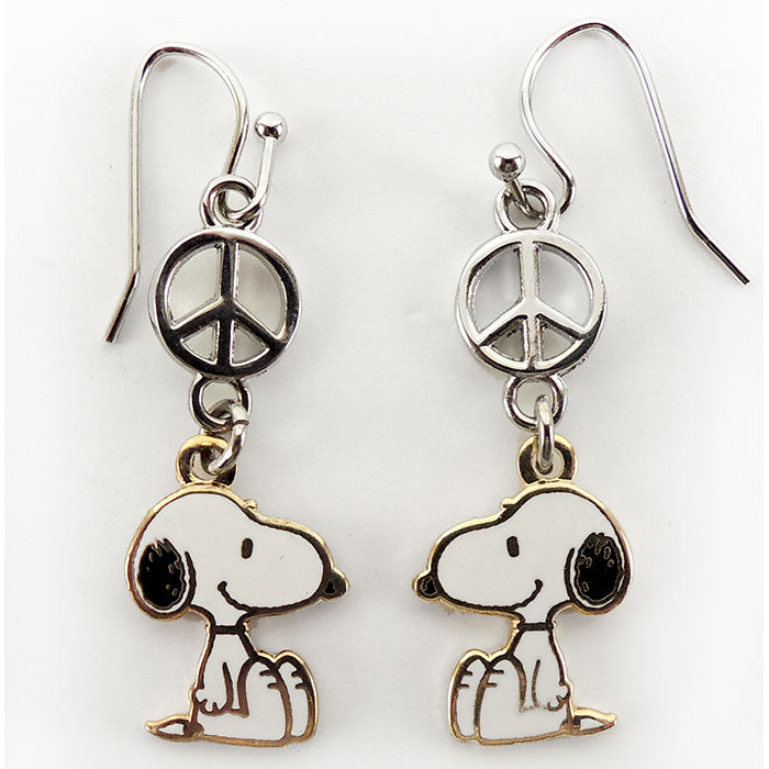 Snoopy Peace Topper Wire Drop Earrings