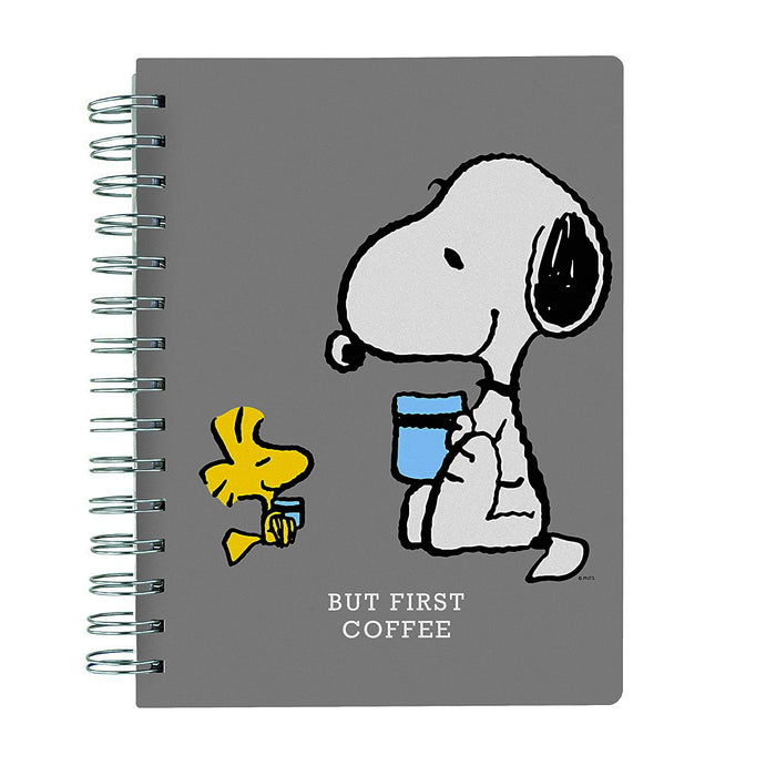 Snoopy "But First Coffee"Medium Spiral Vegan Leather Journal