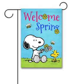 Welcome Spring Snoopy and Woodstock Garden Flag