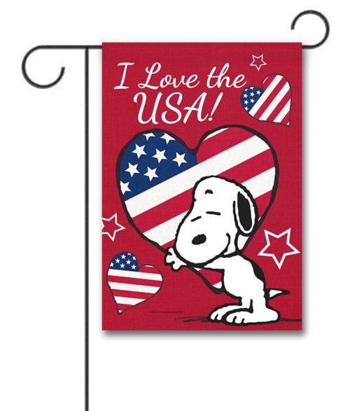 I Love USA Snoopy Garden Flag