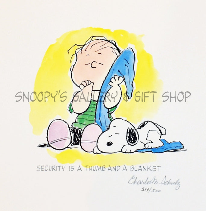 Lithograph, "Security Is a Thumb And A Blanket"